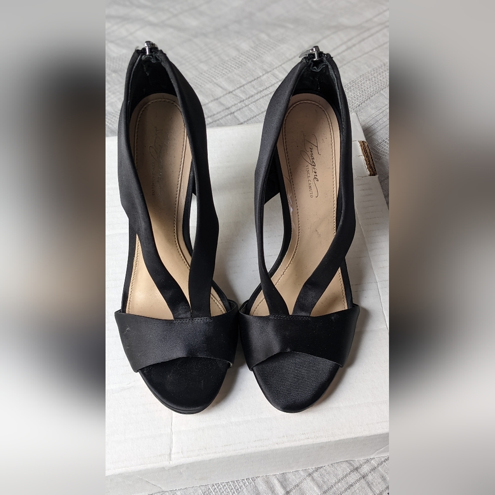 Vince Camuto Imagine Black Satin Heels